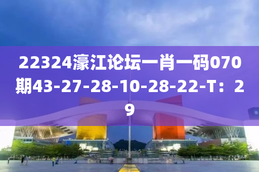 22324濠江論壇一肖一碼070期43-27-28-10-28-22-T：29