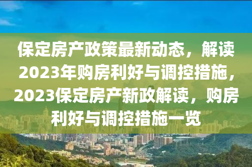 保定房產(chǎn)政策最新動(dòng)態(tài)，解讀2023年購房利好與調(diào)控措施，2023保定房產(chǎn)新政解讀，購房利好與調(diào)控措施一覽