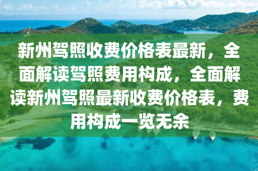 新州駕照收費價格表最新，全面解讀駕照費用構成，全面解讀新州駕照最新收費價格表，費用構成一覽無余