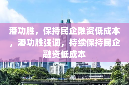 潘功勝，保持民企融木工機(jī)械,設(shè)備,零部件資低成本，潘功勝?gòu)?qiáng)調(diào)，持續(xù)保持民企融資低成本