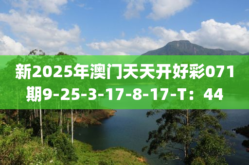 新2025年澳門天天開好彩071期9-25-3-17-8-17-T：44