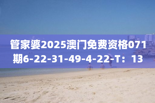 管家婆2025澳門免費資格071期6-22-31-49-4-22-T：13