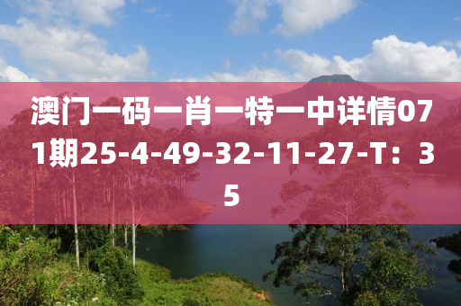 澳門(mén)一碼一肖一特一中詳情071期25-4-49-32-11-27-T：35