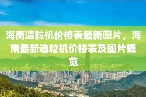 海南造粒機價格表最新圖片，海南最新造粒機價格表及圖片概覽