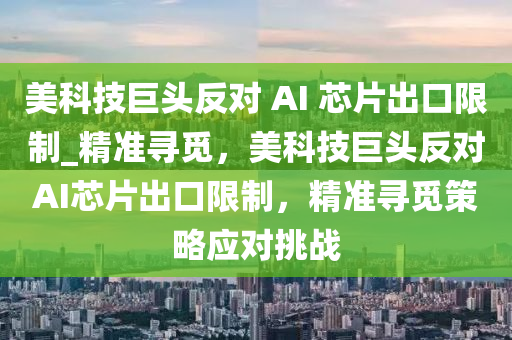 美科技巨頭反對 AI 芯片出口限制_精準(zhǔn)尋覓，美科技巨頭反對AI芯片出口限制，精準(zhǔn)尋覓策略應(yīng)對挑戰(zhàn)