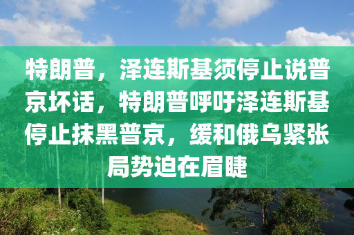 特朗普木工機械,設備,零部件，澤連斯基須停止說普京壞話，特朗普呼吁澤連斯基停止抹黑普京，緩和俄烏緊張局勢迫在眉睫