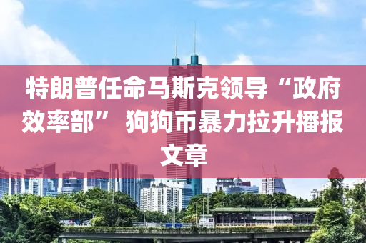 特朗普任命馬斯克領(lǐng)導(dǎo)“政府效率部” 狗狗幣暴力拉升播報文章